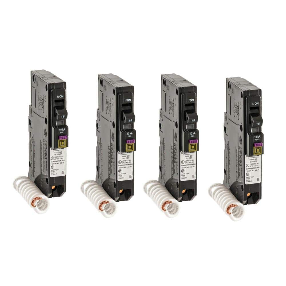 Square D QO 15 Amp Single-Pole Dual Function (CAFCI and GFCI) Circuit Breaker (4-Pack)