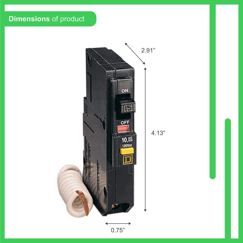 Square D QO Qwik-Gard 15 Amp Single-Pole GFCI Circuit Breaker