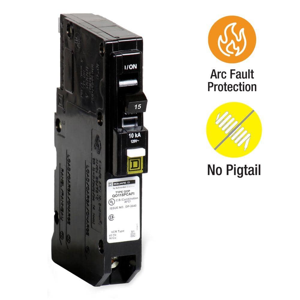 Square D QO 15 Amp Single-Pole Plug-On Neutral Combination Arc Fault Circuit Breaker (9-pack)