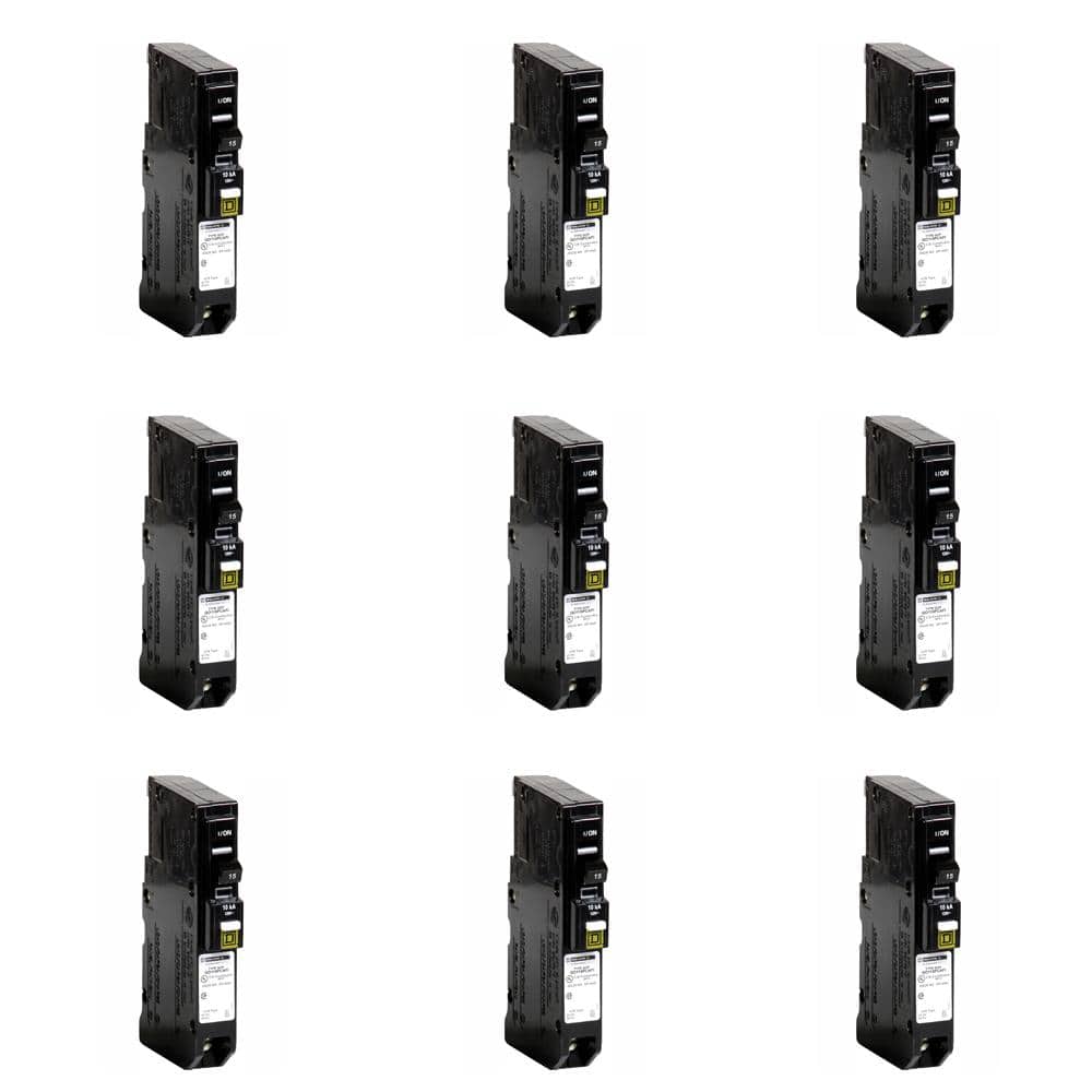 Square D QO 15 Amp Single-Pole Plug-On Neutral Combination Arc Fault Circuit Breaker (9-pack)