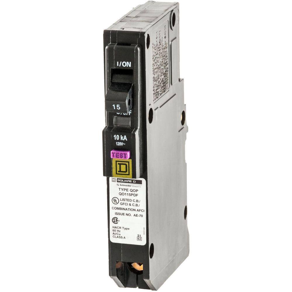 Square D QO 15 Amp Single-Pole Plug-On Neutral Dual Function (CAFCI and GFCI) Circuit Breaker (6-Pack)
