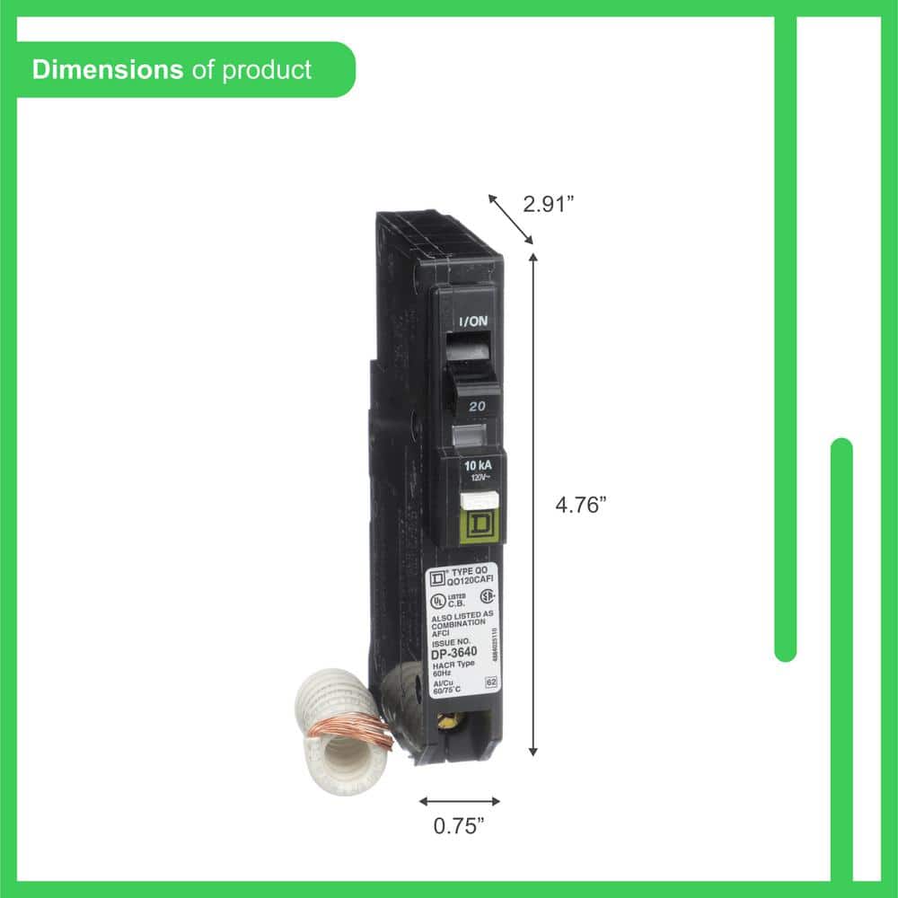Square D QO 20 Amp Single-Pole Combination Arc Fault Circuit Breaker(QO120CAFIC)