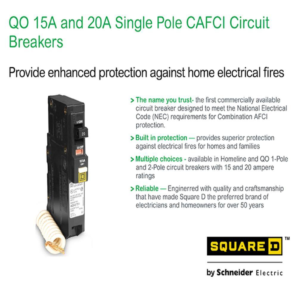 Square D QO 20 Amp Single-Pole Combination Arc Fault Circuit Breaker(QO120CAFIC)
