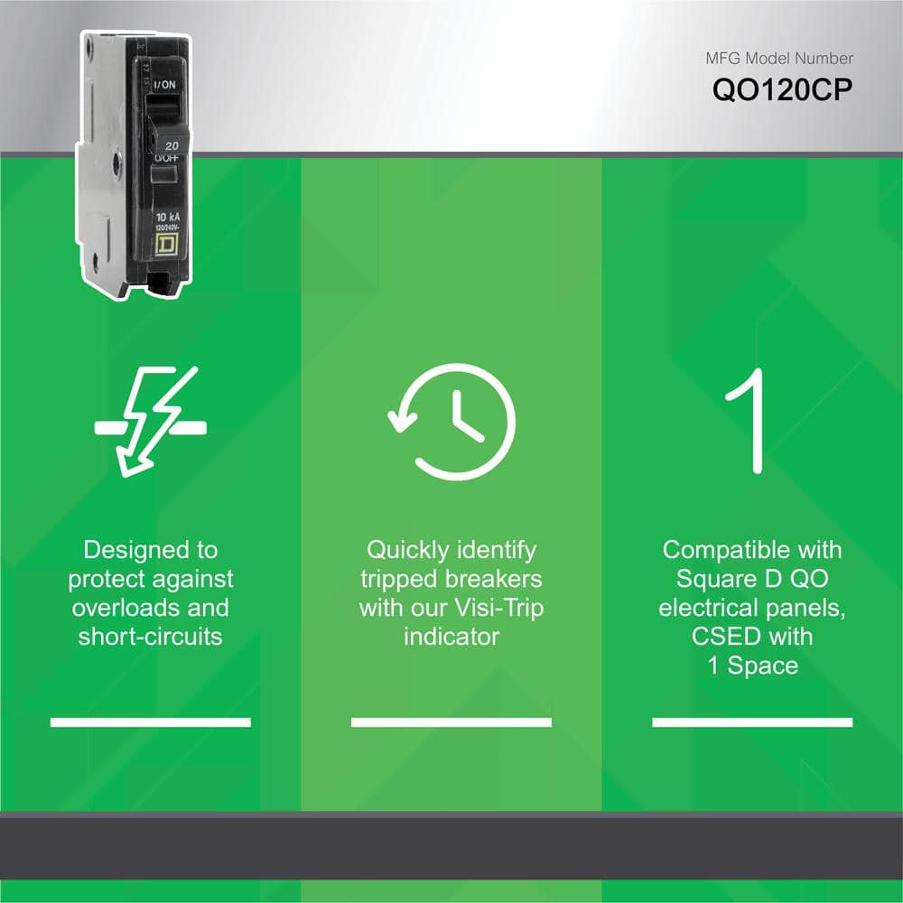 Square D QO 20 Amp Single-Pole Circuit Breaker(QO120CP)