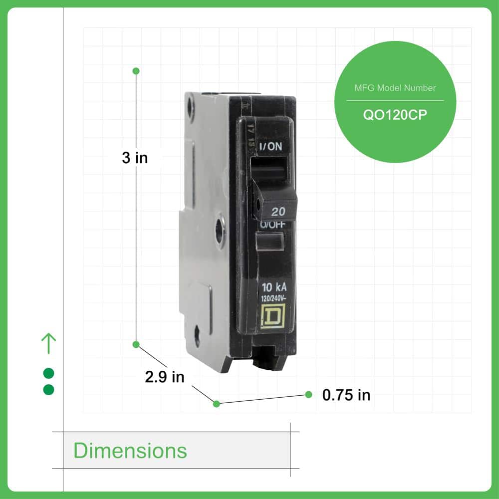 Square D QO 20 Amp Single-Pole Circuit Breaker(QO120CP)