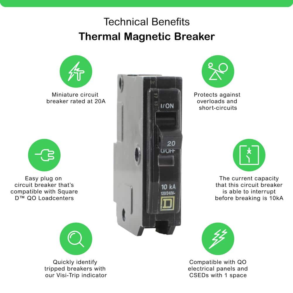 Square D QO 20 Amp Single-Pole Circuit Breaker(QO120CP)