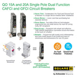 Square D QO 20 Amp Single-Pole Dual Function (CAFCI and GFCI) Circuit Breaker