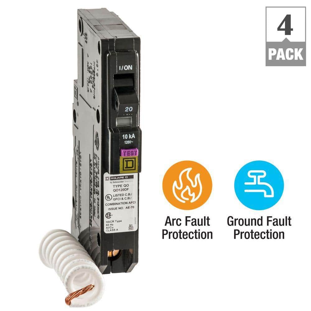 Square D QO 20 Amp Single-Pole Dual Function (CAFCI and GFCI) Circuit Breaker (4-Pack)