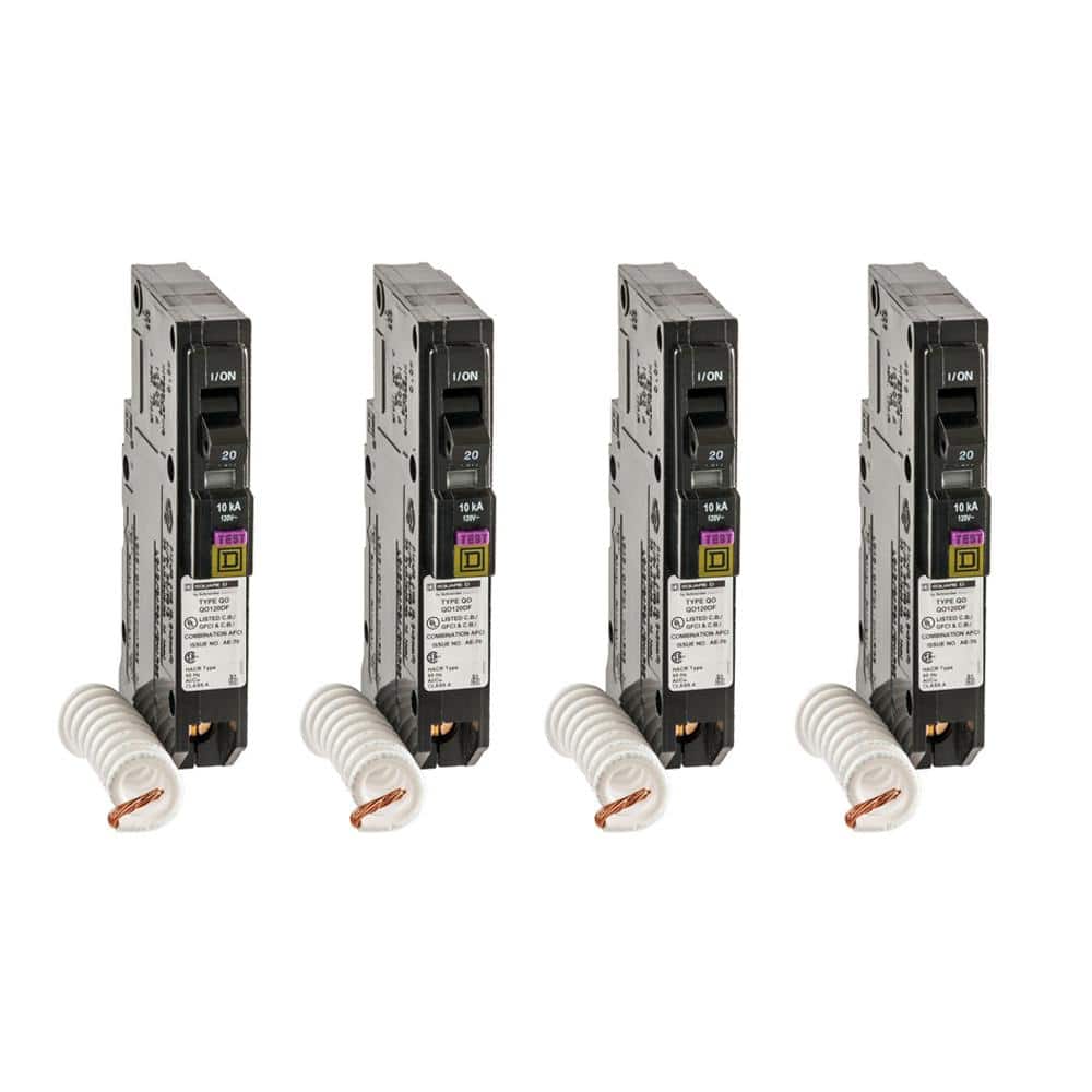 Square D QO 20 Amp Single-Pole Dual Function (CAFCI and GFCI) Circuit Breaker (4-Pack)