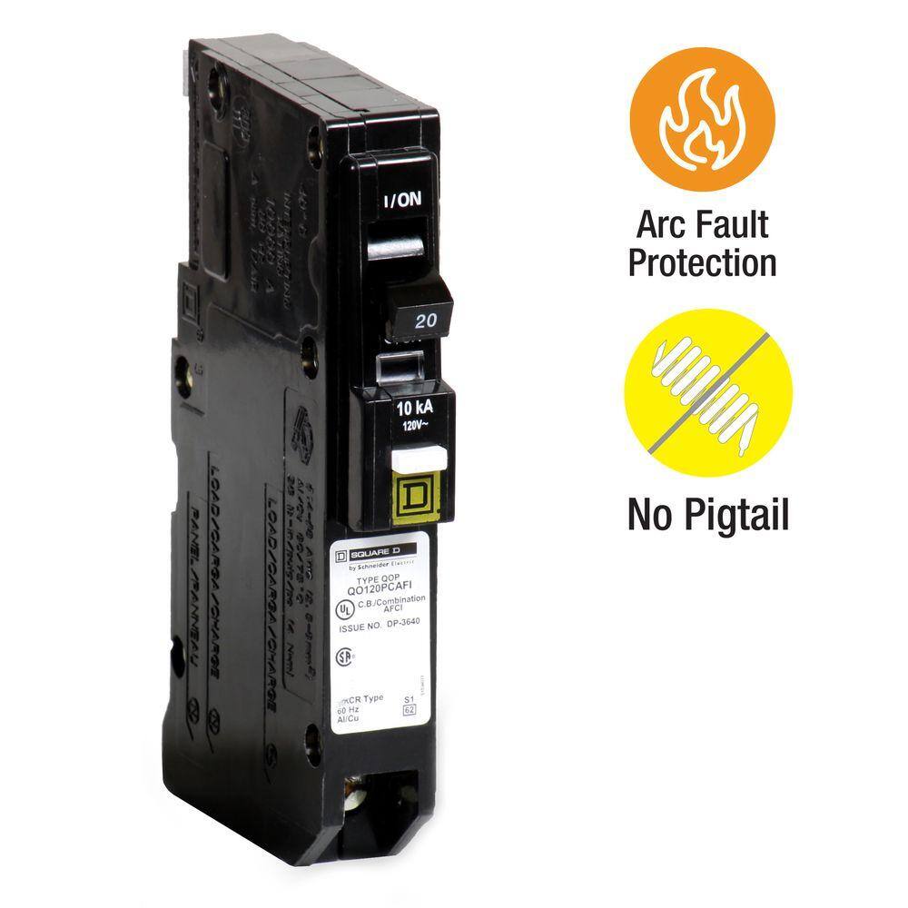 Square D QO 20 Amp Single-Pole Plug-On Neutral Combination Arc Fault Circuit Breaker (12-pack)