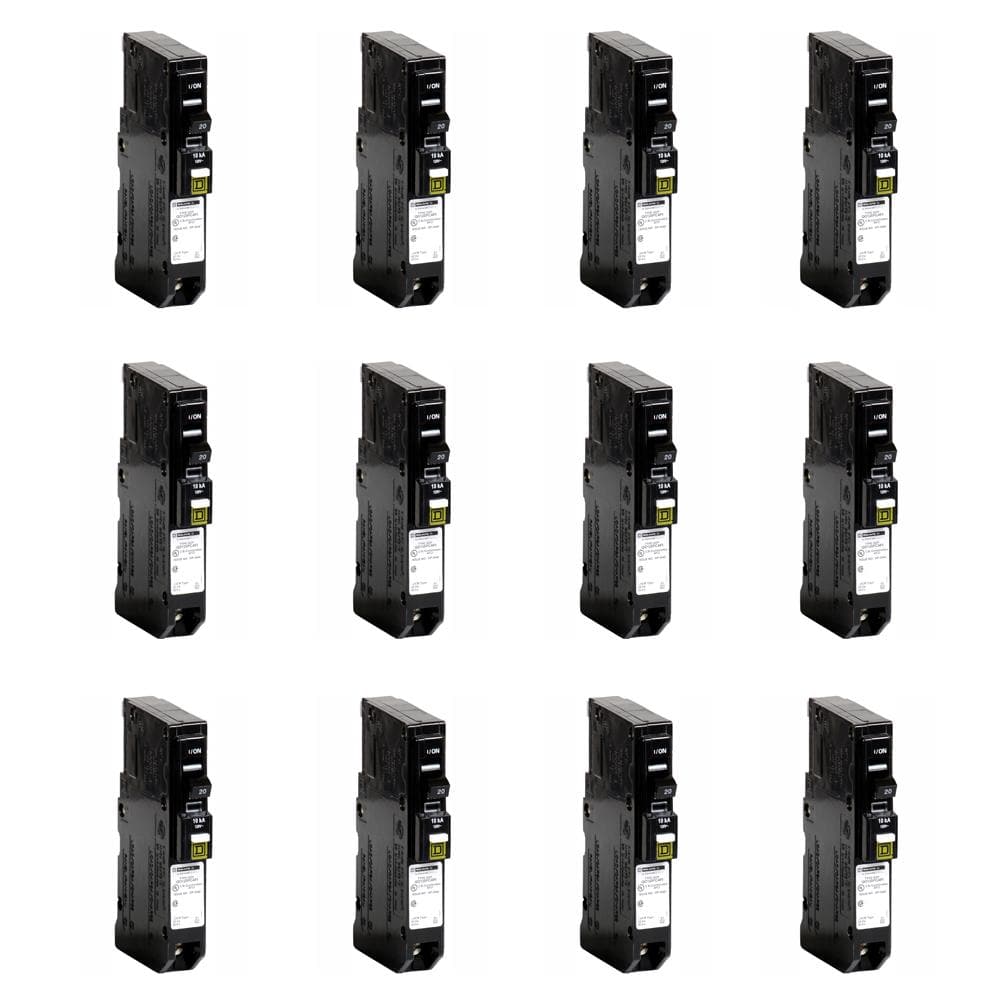 Square D QO 20 Amp Single-Pole Plug-On Neutral Combination Arc Fault Circuit Breaker (12-pack)