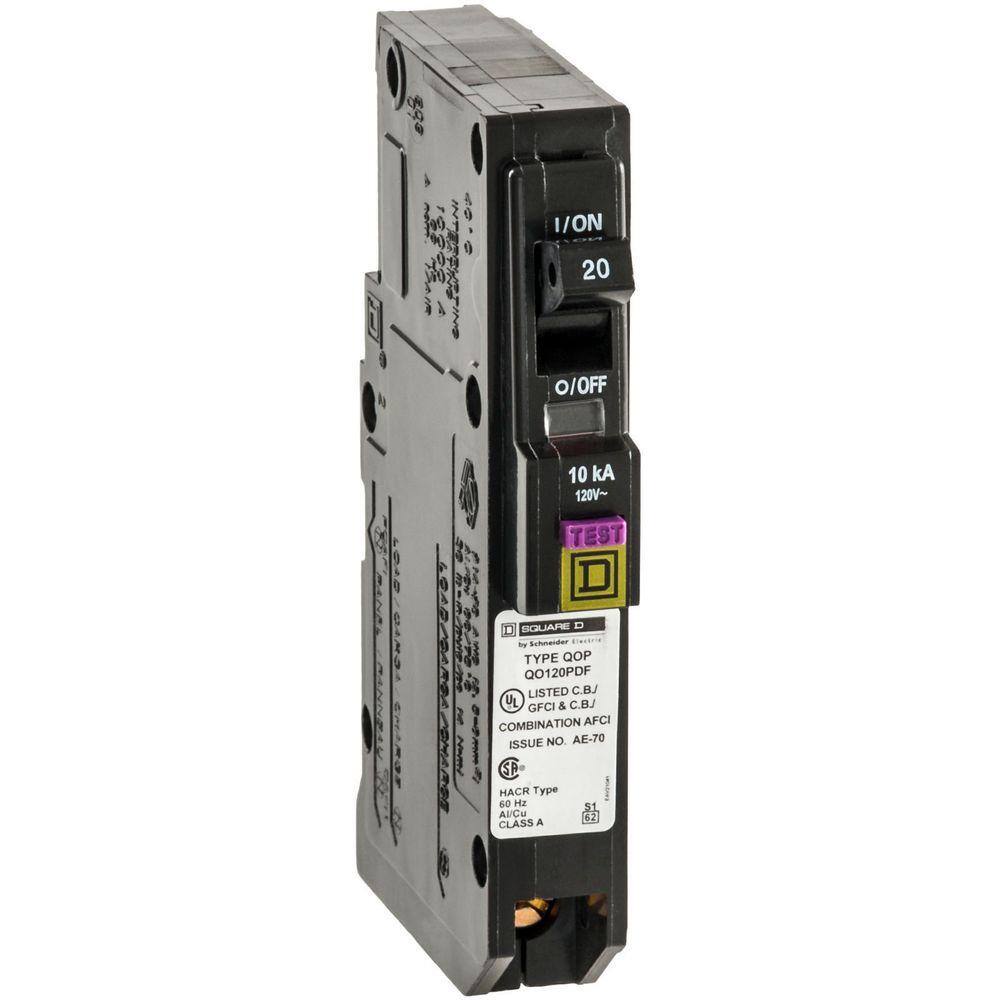 Square D QO 20 Amp Single-Pole Plug-On Neutral Dual Function (CAFCI and GFCI) Circuit Breaker (6-Pack)