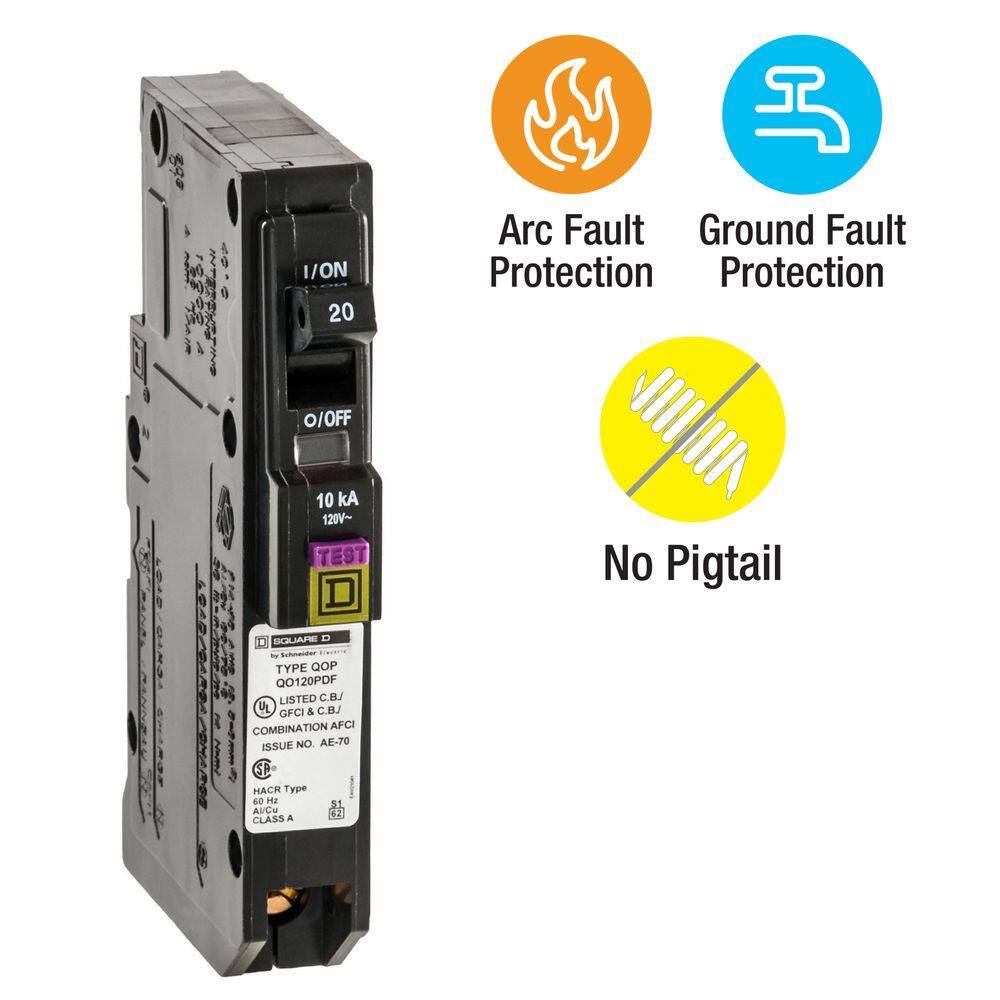 Square D QO 20 Amp Single-Pole Plug-On Neutral Dual Function (CAFCI and GFCI) Circuit Breaker (9-pack)