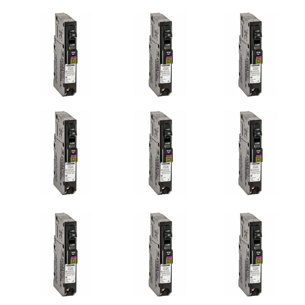 Square D QO 20 Amp Single-Pole Plug-On Neutral Dual Function (CAFCI and GFCI) Circuit Breaker (9-pack)