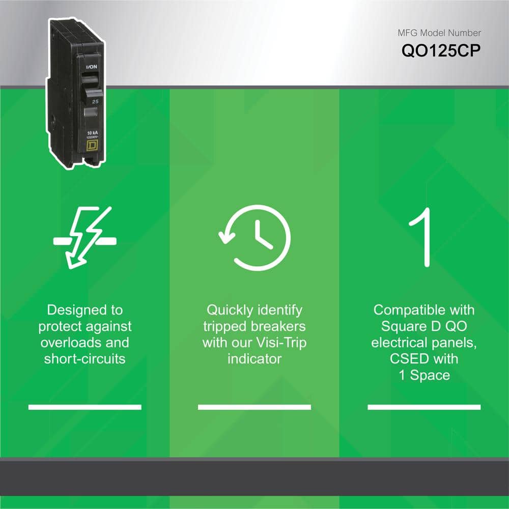 Square D QO 25 Amp Single-Pole Circuit Breaker