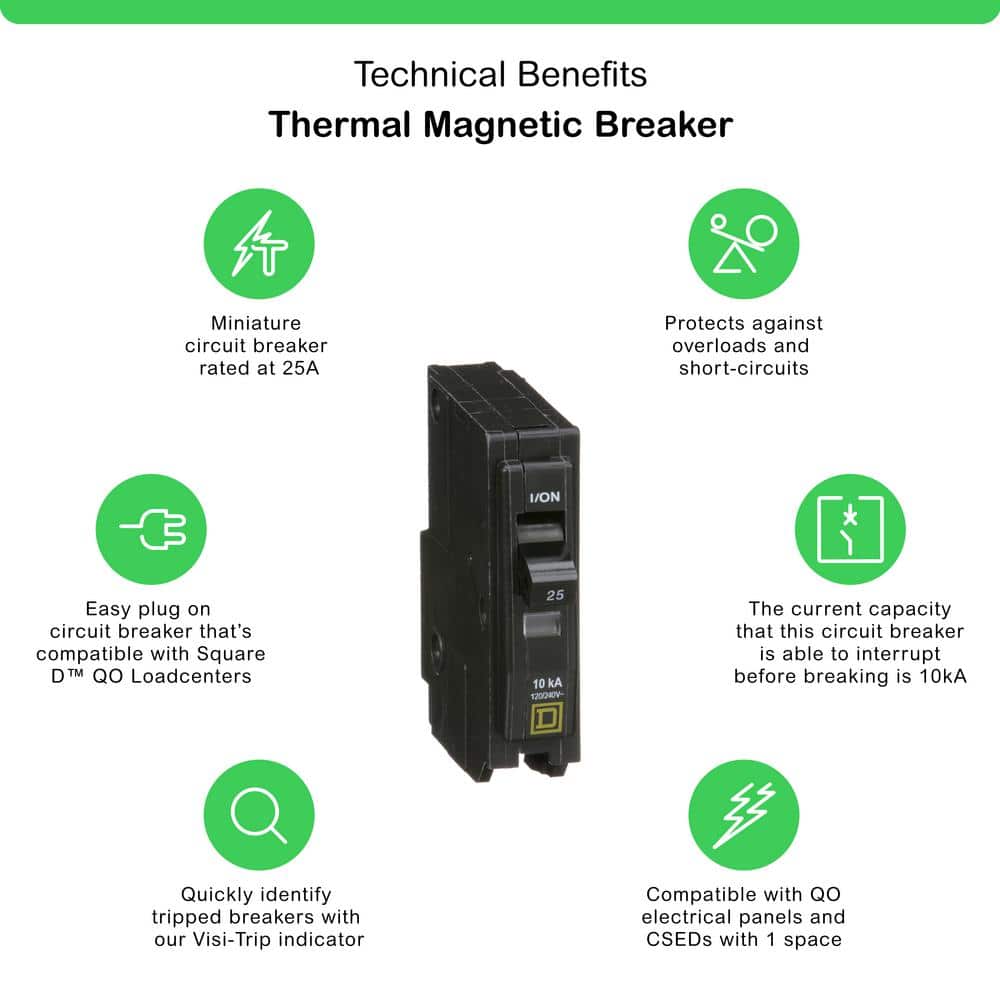 Square D QO 25 Amp Single-Pole Circuit Breaker