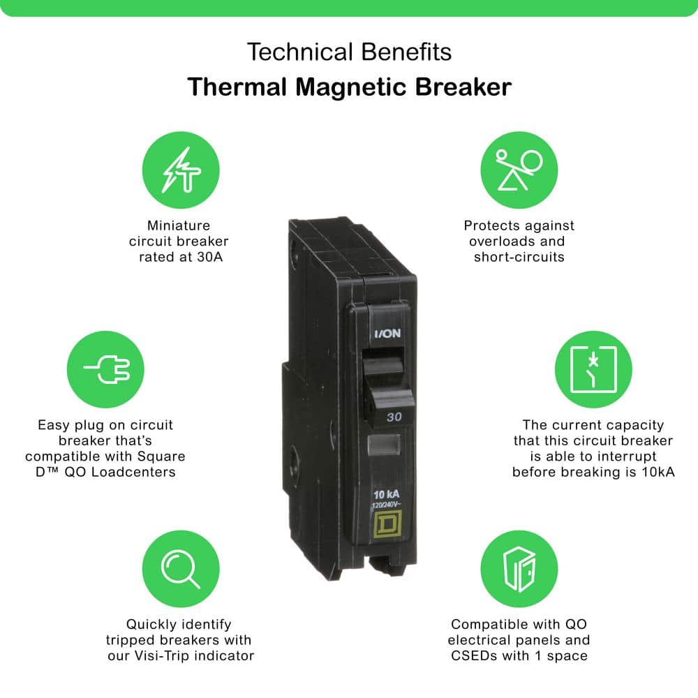 Square D QO 30 Amp Single-Pole Circuit Breaker(QO130CP)