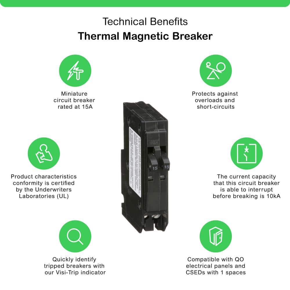 Square D QO 2-15 Amp Single-Pole Tandem Circuit Breaker