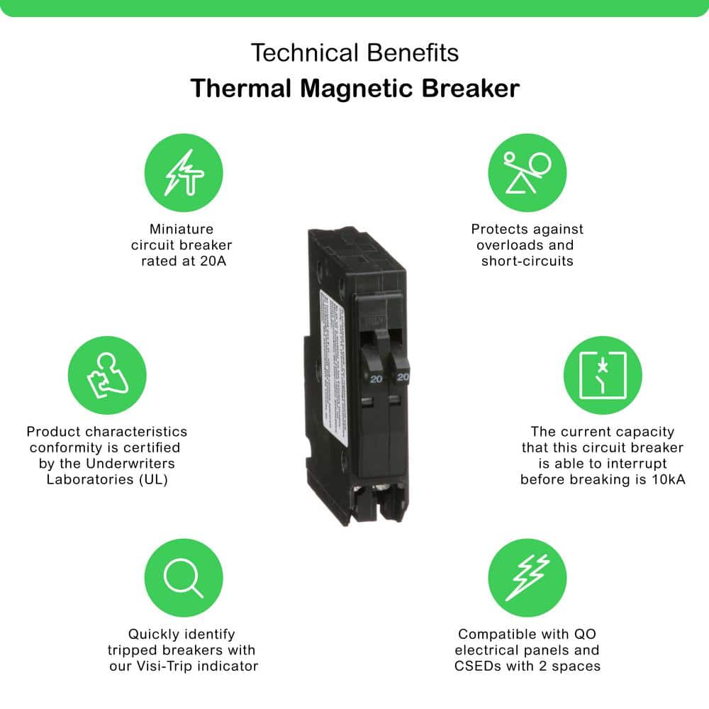 Square D QO 2-20 Amp Single-Pole Tandem Circuit Breaker