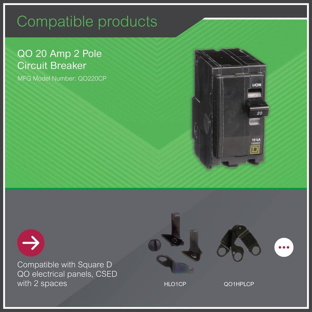 Square D QO 20 Amp 2-Pole Circuit Breaker(QO220CP)