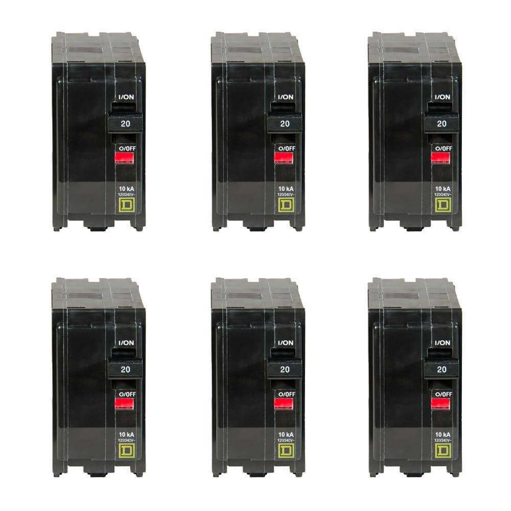 Square D QO 20 Amp 2-Pole Circuit Breaker (6-pack)