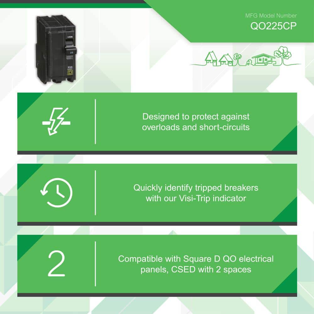 Square D QO 25 Amp 2-Pole Circuit Breaker