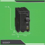 Schneider Electric Square D QO 25 Amp 2-Pole Circuit Breaker, 120/240V, 10 kA