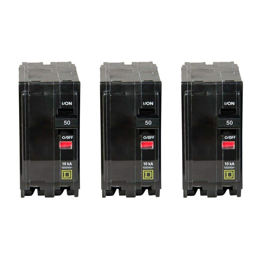Square D QO 50 Amp 2-Pole Circuit Breaker (3-Pack)