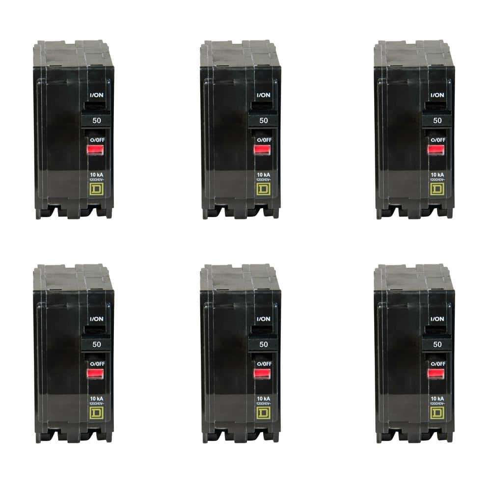 Square D QO 50 Amp 2-Pole Circuit Breaker (6-pack)