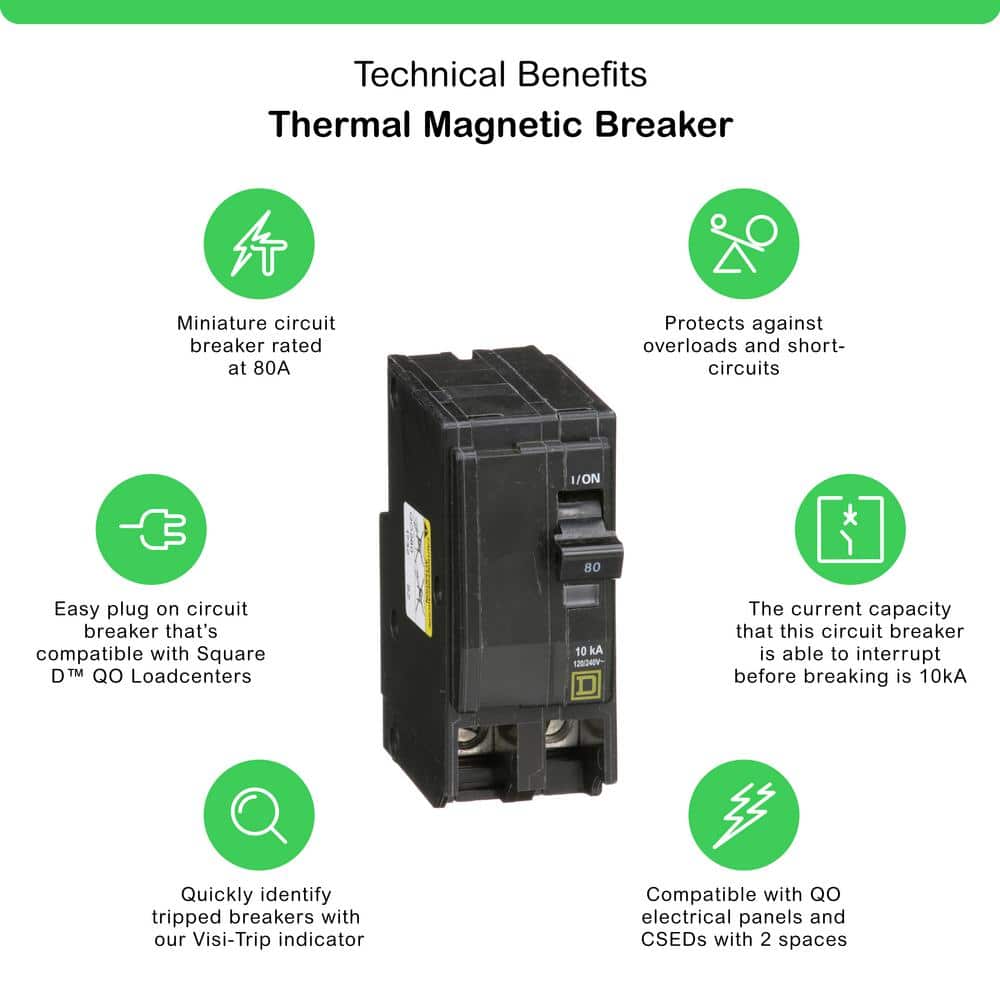 Square D QO 80 Amp 2-Pole Circuit Breaker
