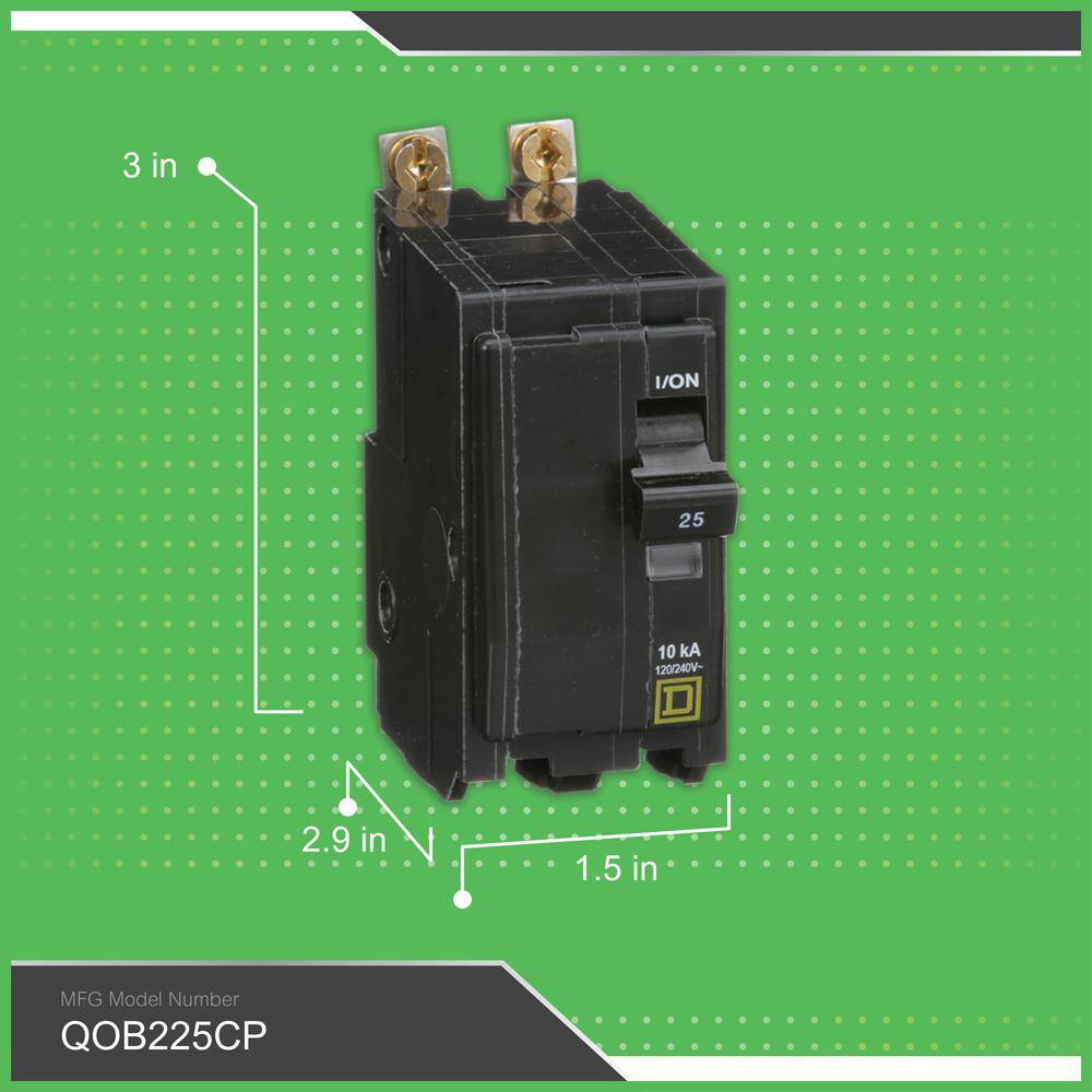 Square D QO 25 Amp 2-Pole Bolt-On Circuit Breaker