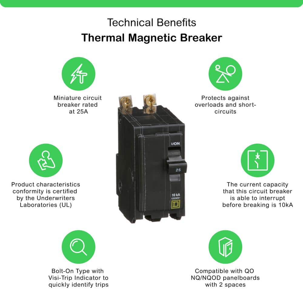 Square D QO 25 Amp 2-Pole Bolt-On Circuit Breaker