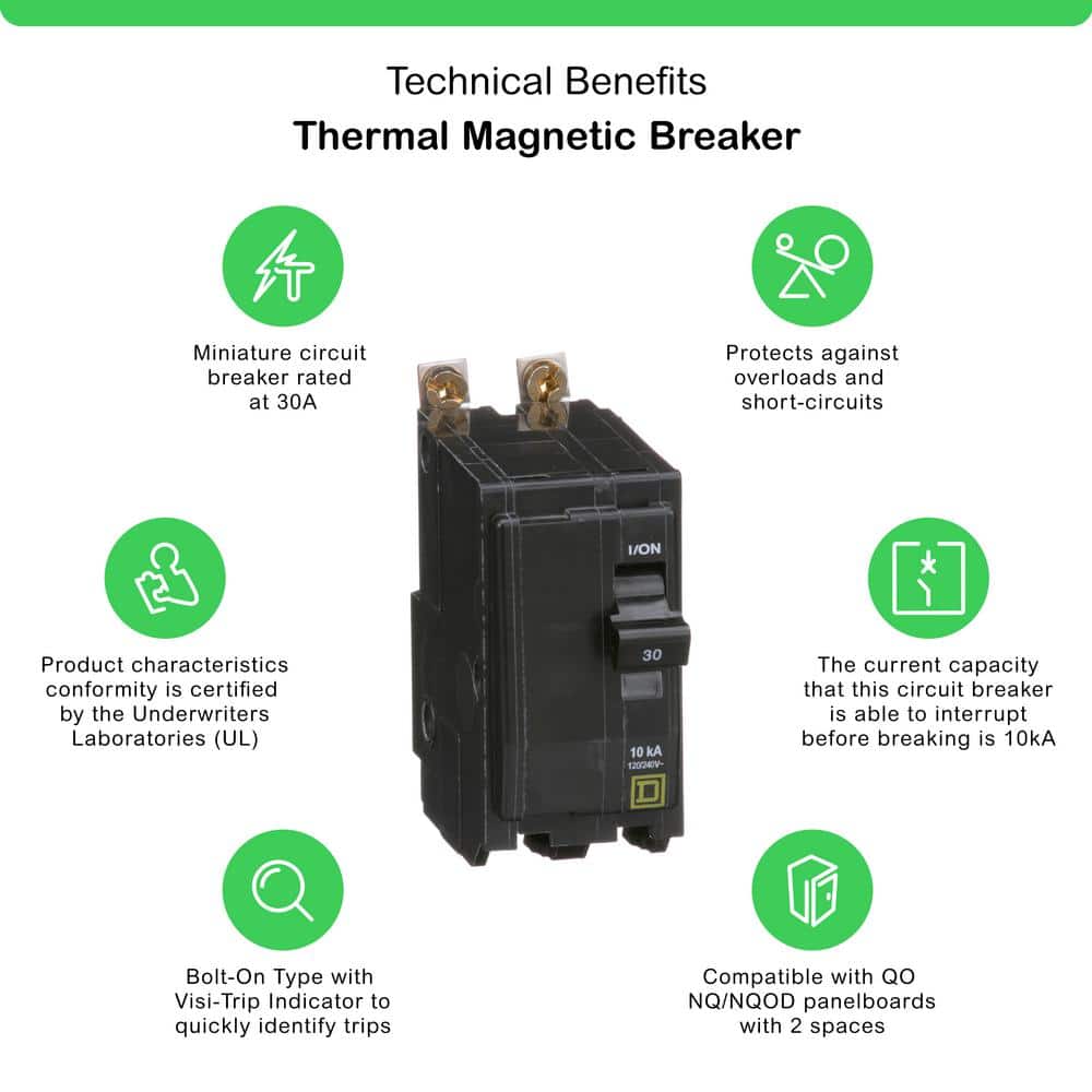 Square D QO 30 Amp 2-Pole Bolt-On Circuit Breaker