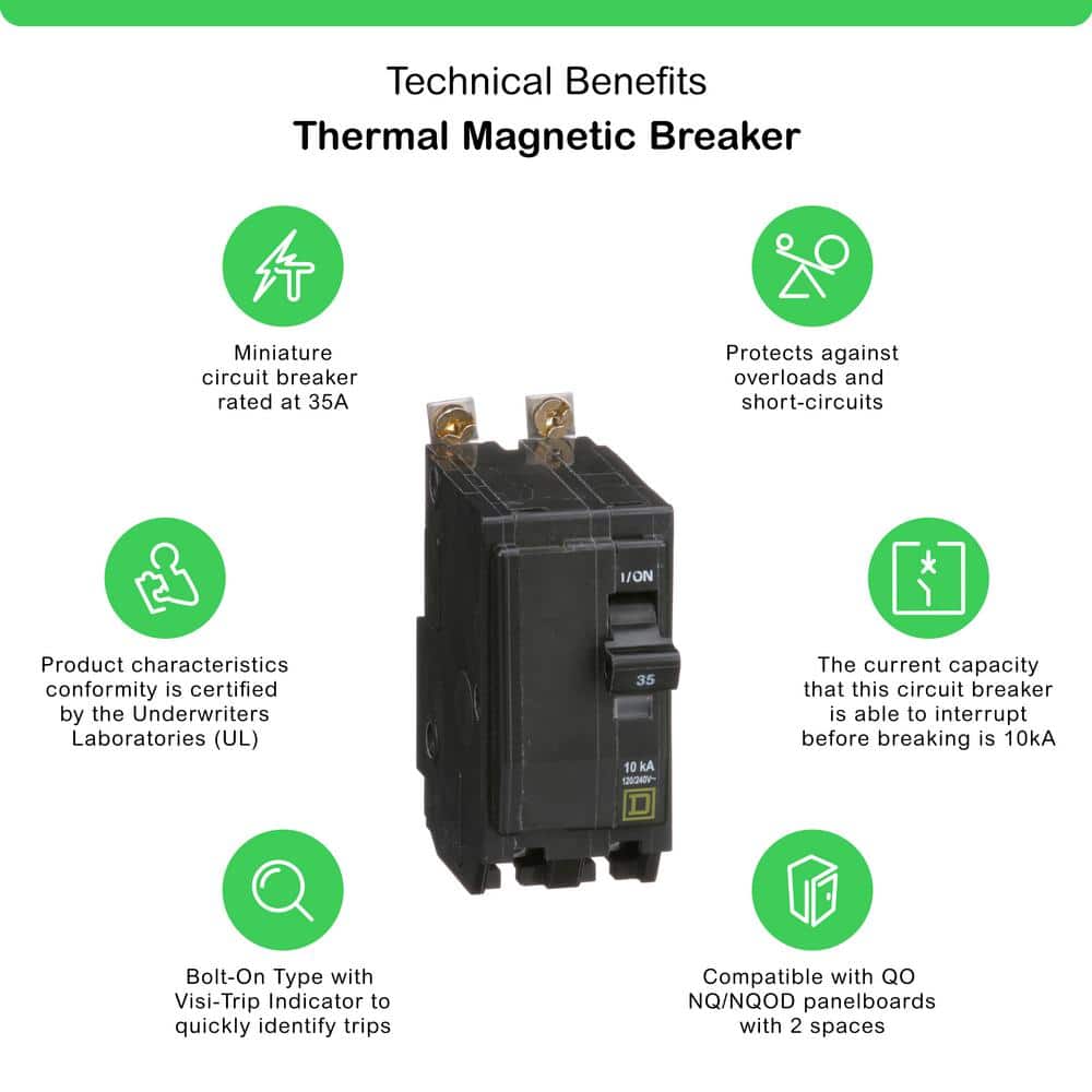 Square D QO 35 Amp 2-Pole Bolt-On Circuit Breaker