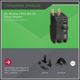 Square D QO 60 Amp 2-Pole Bolt-On Circuit Breaker