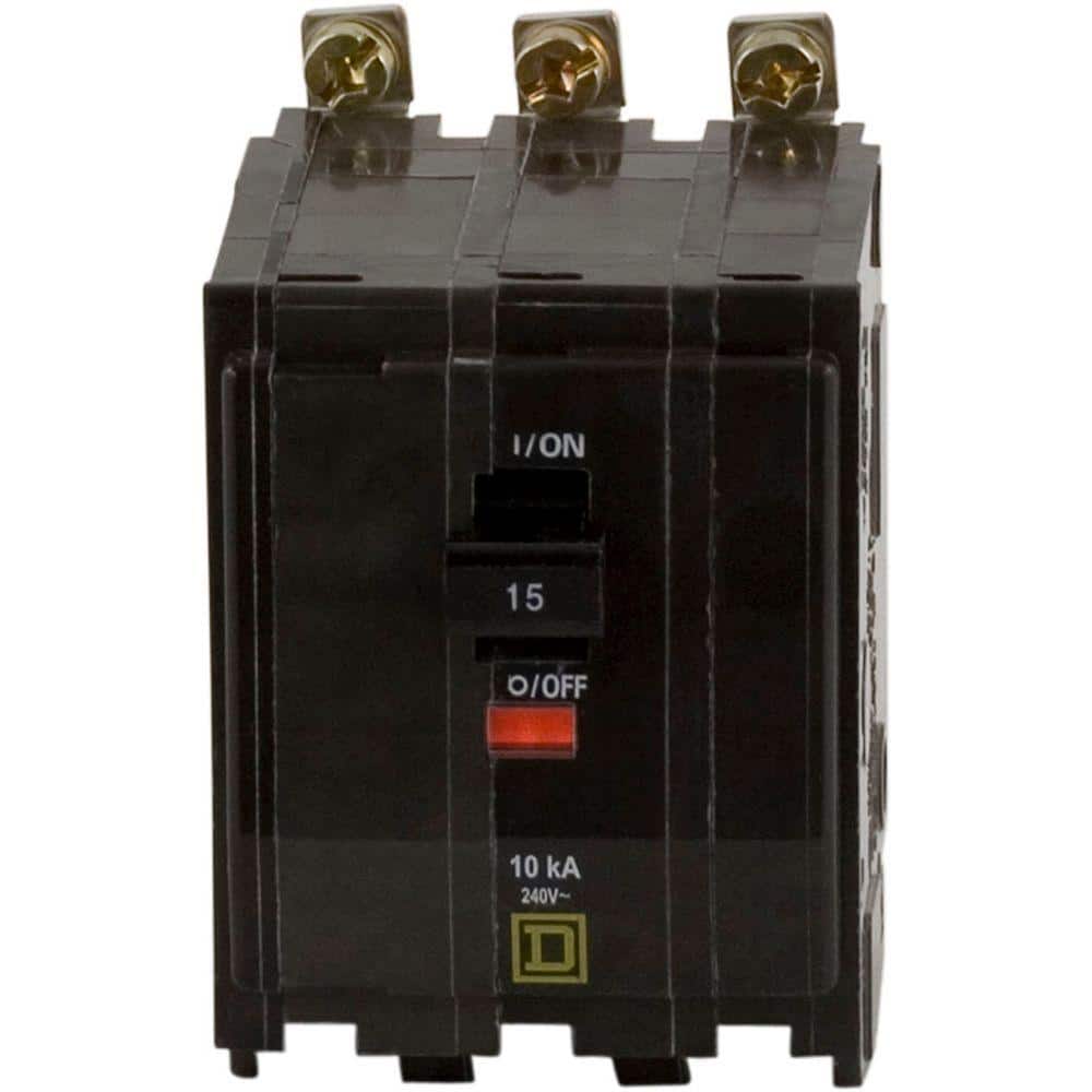 Square D QO 15 Amp 3-Pole Bolt-On Circuit Breaker
