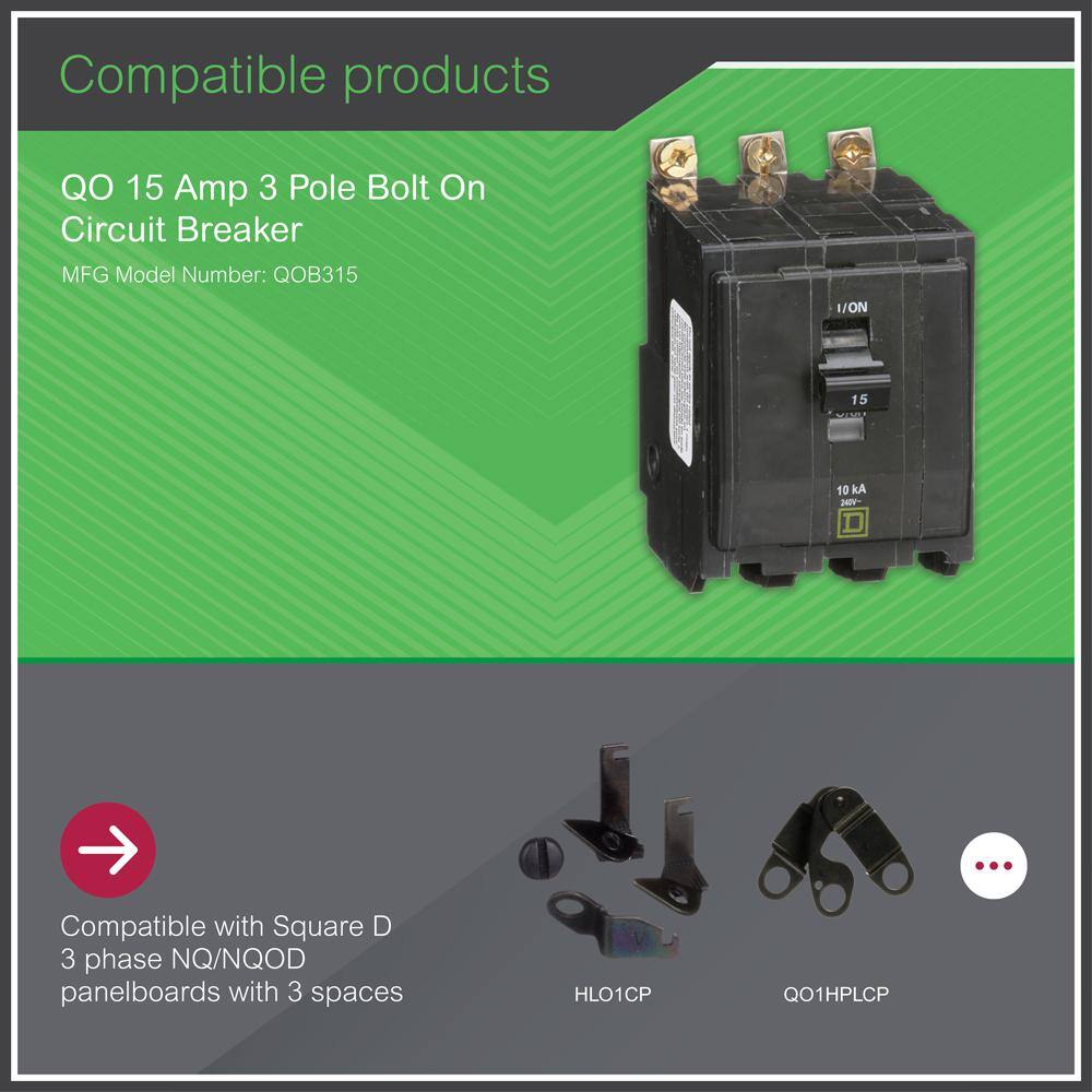 Square D QO 15 Amp 3-Pole Bolt-On Circuit Breaker