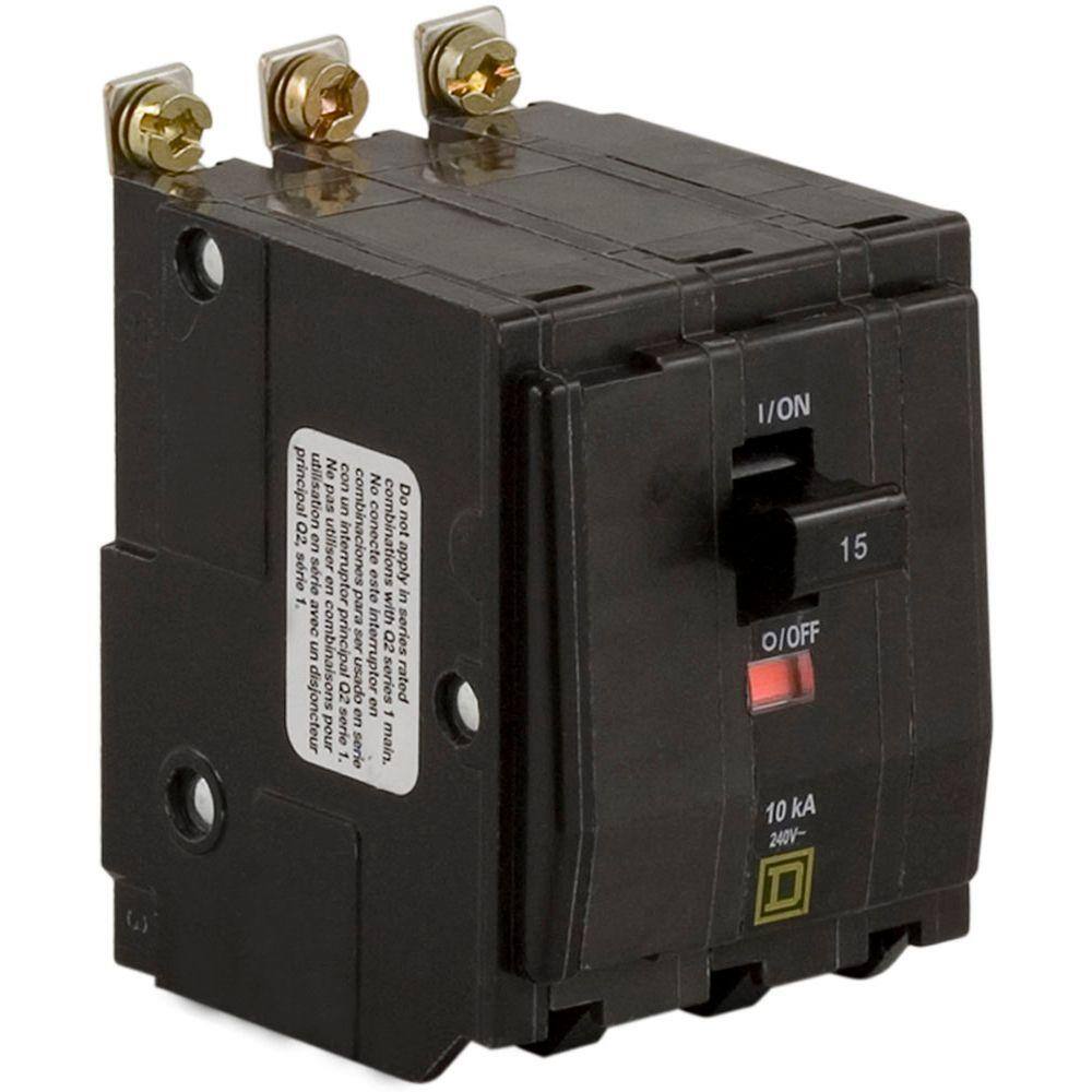 Square D QO 15 Amp 3-Pole Bolt-On Circuit Breaker