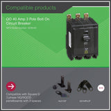 Square D QO 40 Amp 3-Pole Bolt-On Circuit Breaker