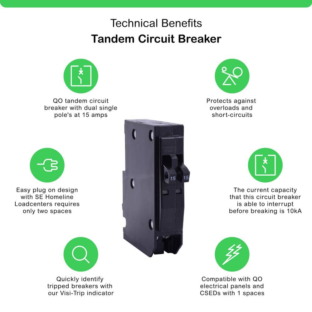 Square D QO 2-15 Amp Single-Pole Class CTL Tandem Circuit Breaker