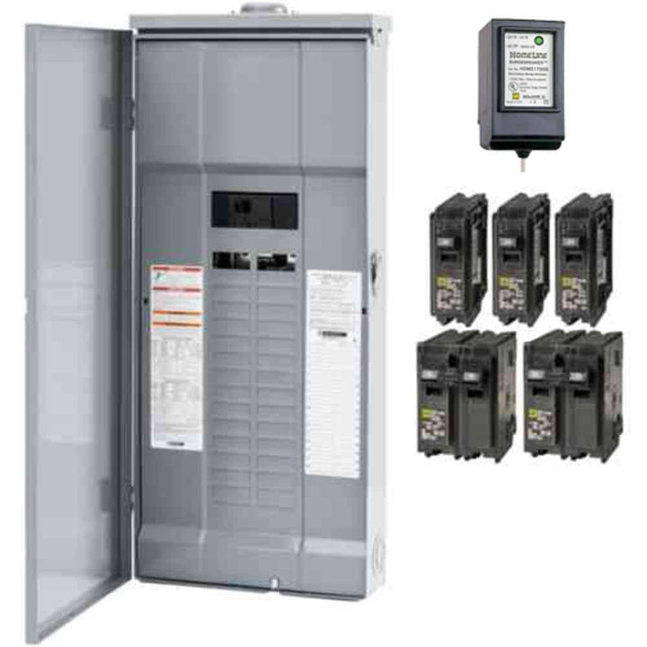 Homeline 200 Amp 30-Space 60-Circuit Outdoor Main Breaker Plug-On Neutral Load Center with Surge SPD - Value Pack