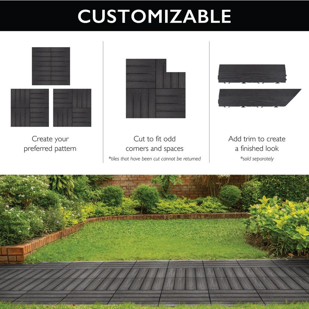 Design House Square 1 ft. x 1 ft. Wood-Plastic Composite Deck Tiles in Modern Ebony (6-Pack)