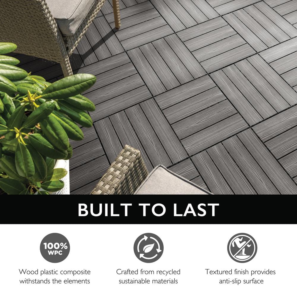Design House Square 1 ft. x 1 ft. Wood-Plastic Composite Deck Tiles in Modern Ebony (6-Pack)