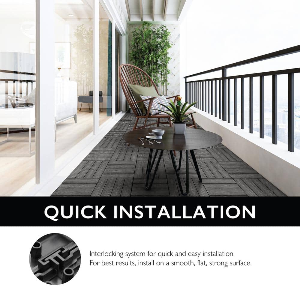 Design House Square 1 ft. x 1 ft. Wood-Plastic Composite Deck Tiles in Modern Ebony (6-Pack)