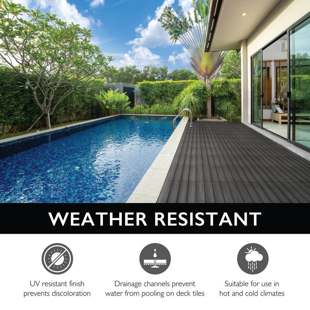 Design House Square 1 ft. x 1 ft. Wood-Plastic Composite Deck Tiles in Modern Ebony (6-Pack)
