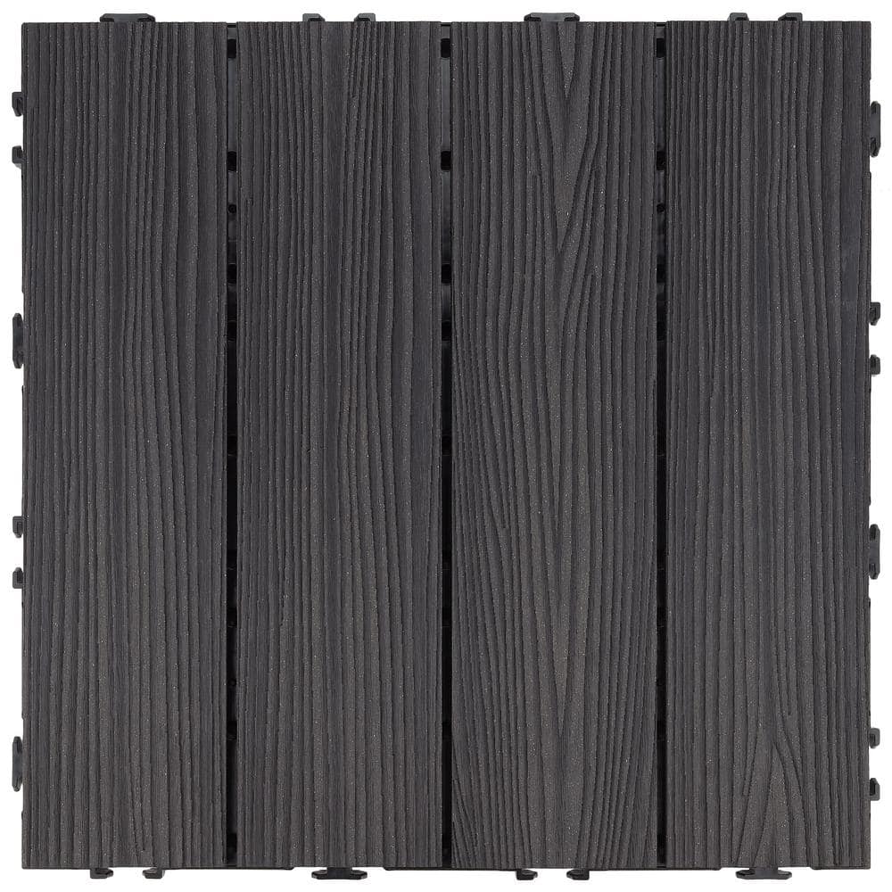 Design House Square 1 ft. x 1 ft. Wood-Plastic Composite Deck Tiles in Modern Ebony (6-Pack)