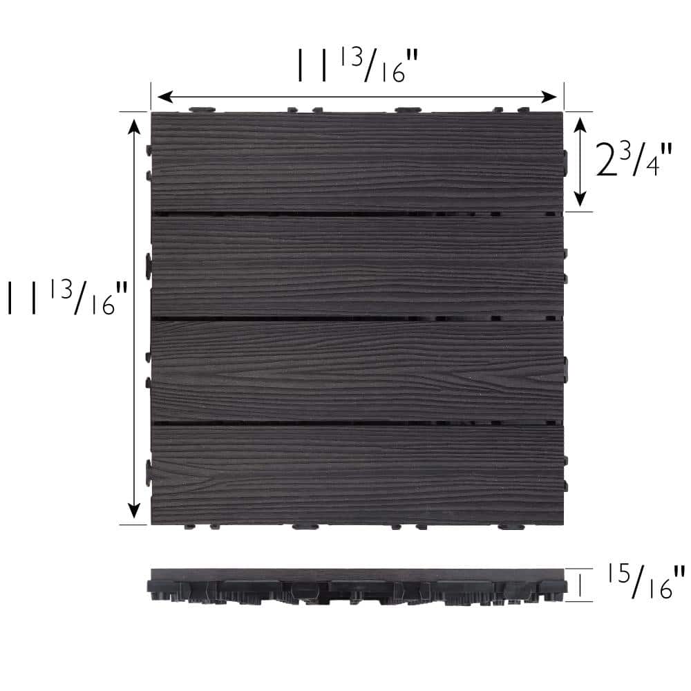 Design House Square 1 ft. x 1 ft. Wood-Plastic Composite Deck Tiles in Modern Ebony (6-Pack)