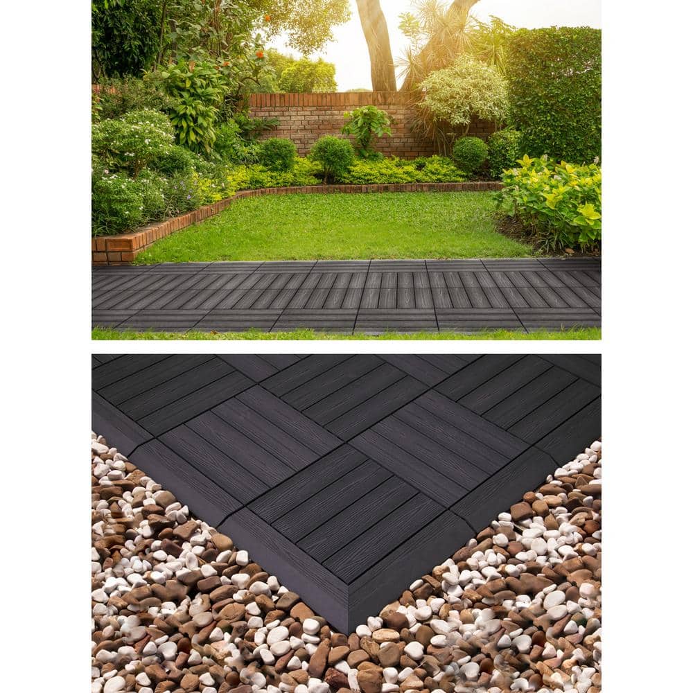 Design House Square 1 ft. x 1 ft. Wood-Plastic Composite Deck Tiles in Modern Ebony (6-Pack)