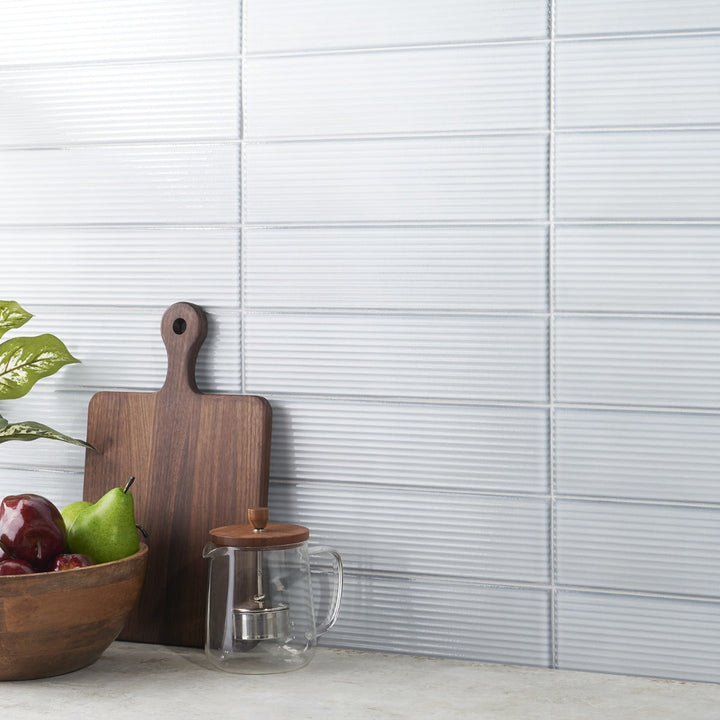 Stacy Garcia ArtBlock Fluted Azure 4x16 Glossy Porcelain Tile