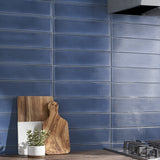 Stacy Garcia ArtBlock Denim Blue 4x16 Fluted Glossy Porcelain Tile